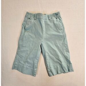 Maeve Anthropologie Mint Green Wide Leg Cropped Pants Side Zip Denim Sz 27